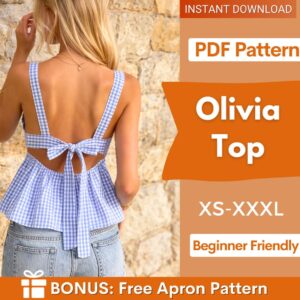 Tie Back Top Sewing Pattern, Women Sewing Pattern